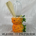 Ceramic utensil holder with pineapple design for kitchen